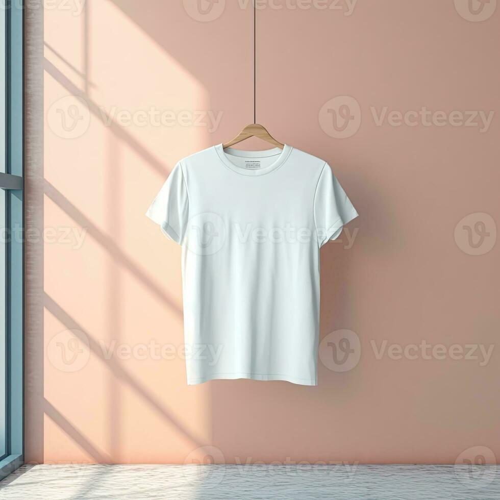 Illustration of a white plain t-shirt mockup, AI Generated photo