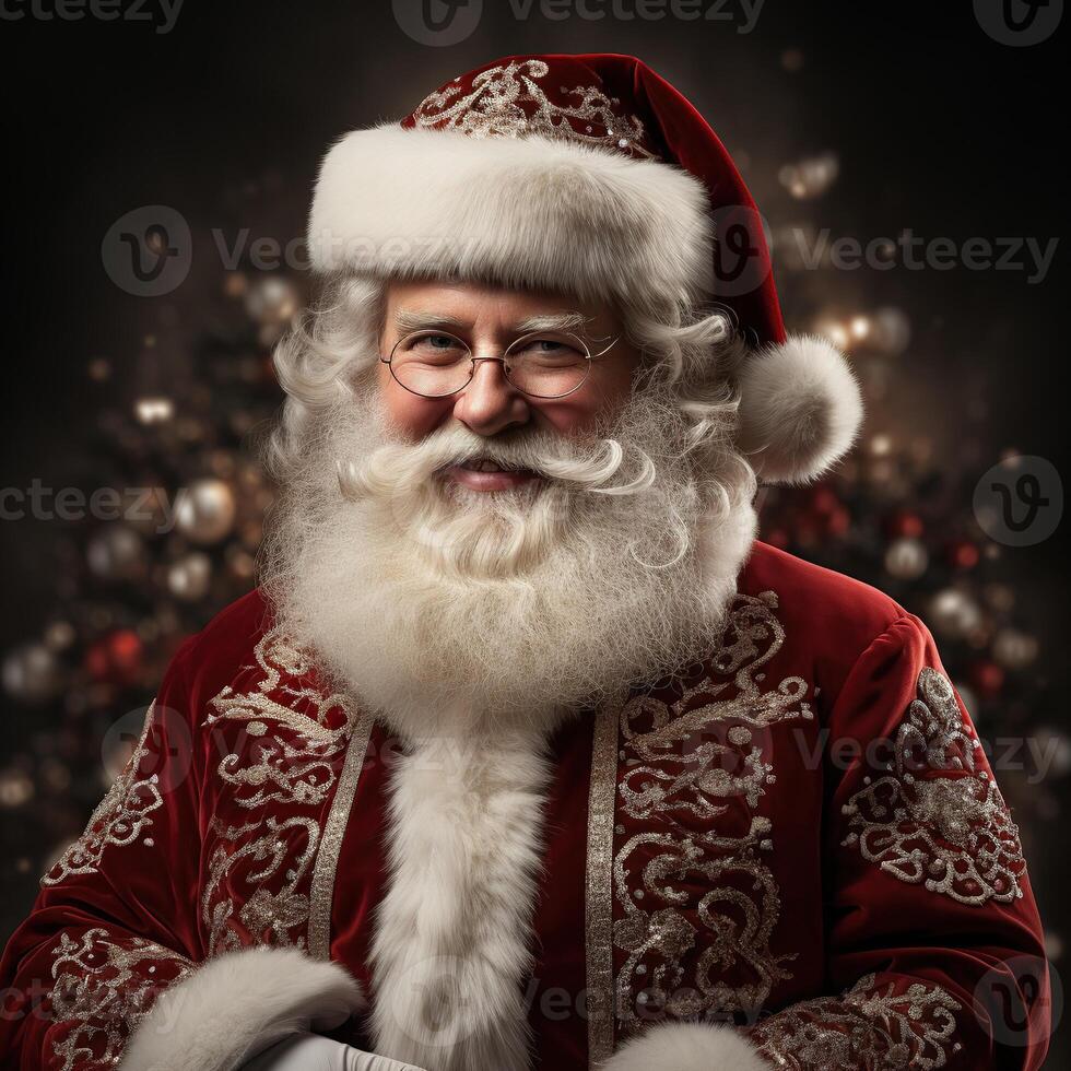Illustration of a Santa Claus with a Christmas background, photo