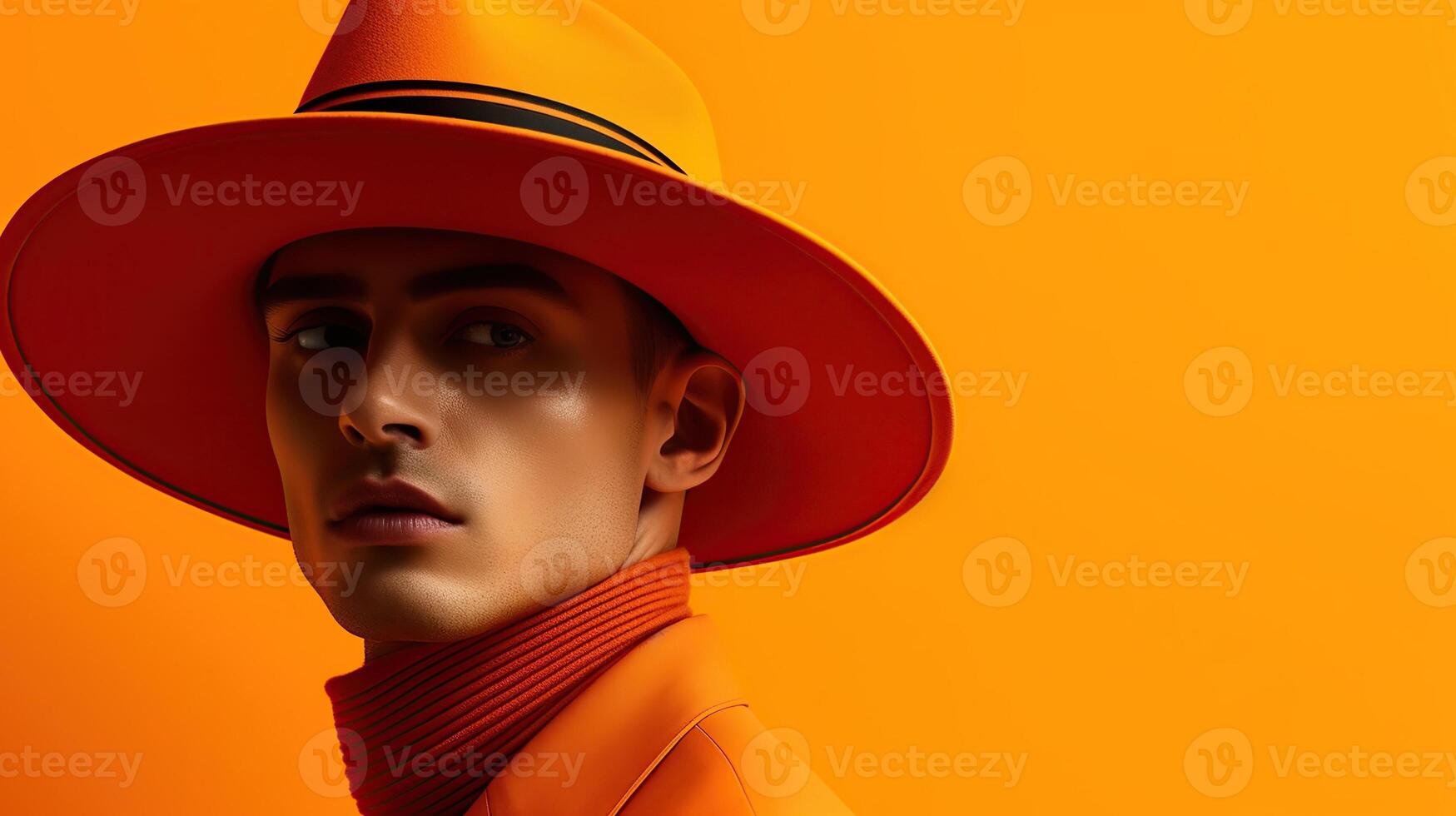 An illustration of a fashion portrait of a man combined with abstract art., photo
