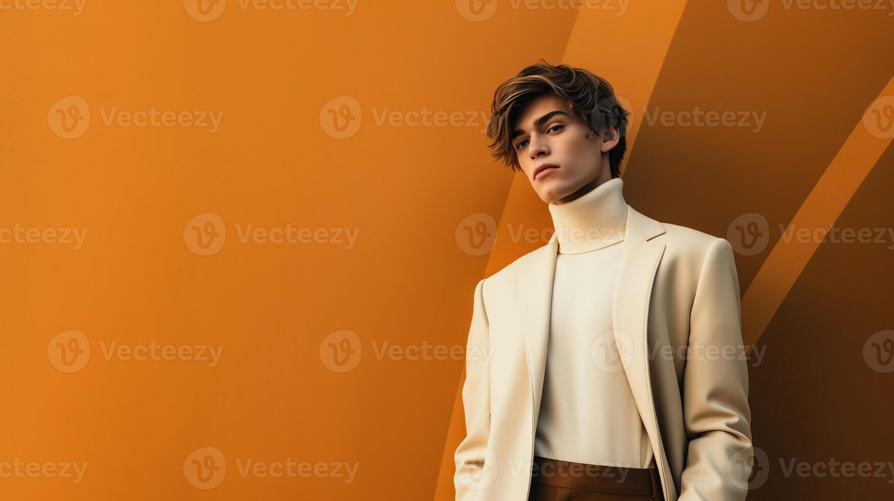 An illustration of a fashion portrait of a man combined with abstract art., photo