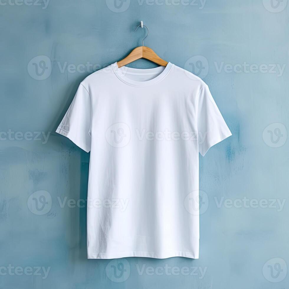 Illustration of a white plain t-shirt mockup, AI Generated photo