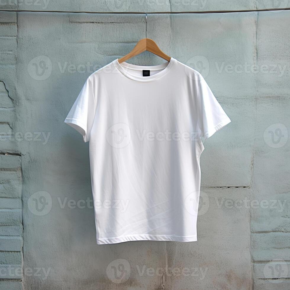 Illustration of a white plain t-shirt mockup, AI Generated photo