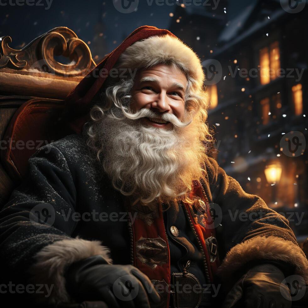 Illustration of a Santa Claus with a Christmas background, AI Generated photo