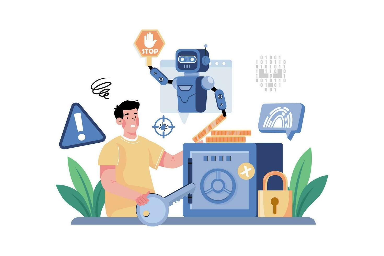 AI detects financial fraud and prevents it. vector