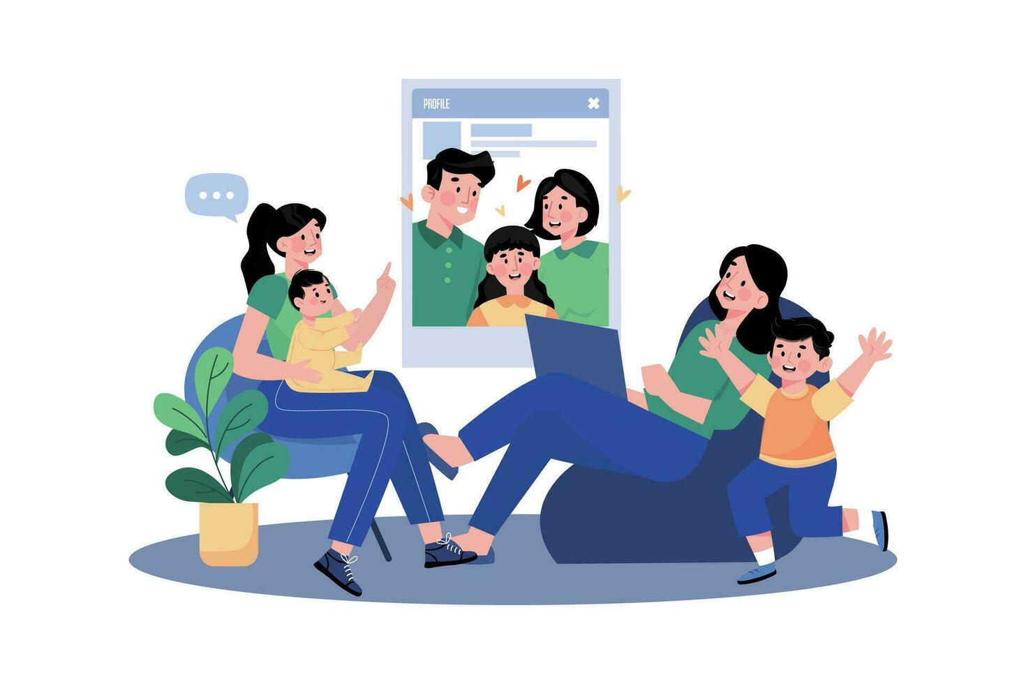 Parent finds support in parenting groups. vector