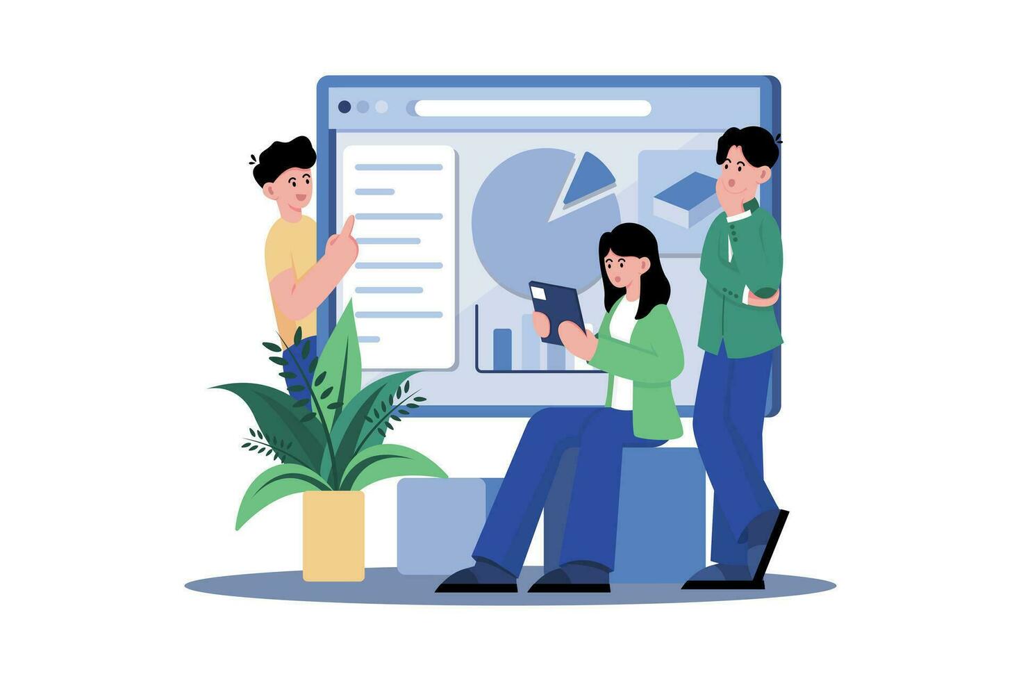 Marketing Team Analyzing Data Illustration concept on white background vector