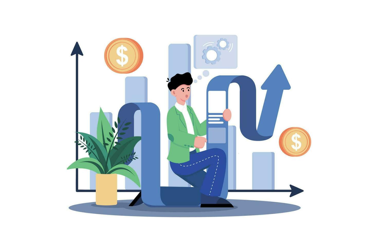 Business Growth Management Analysis Illustration concept on white background vector
