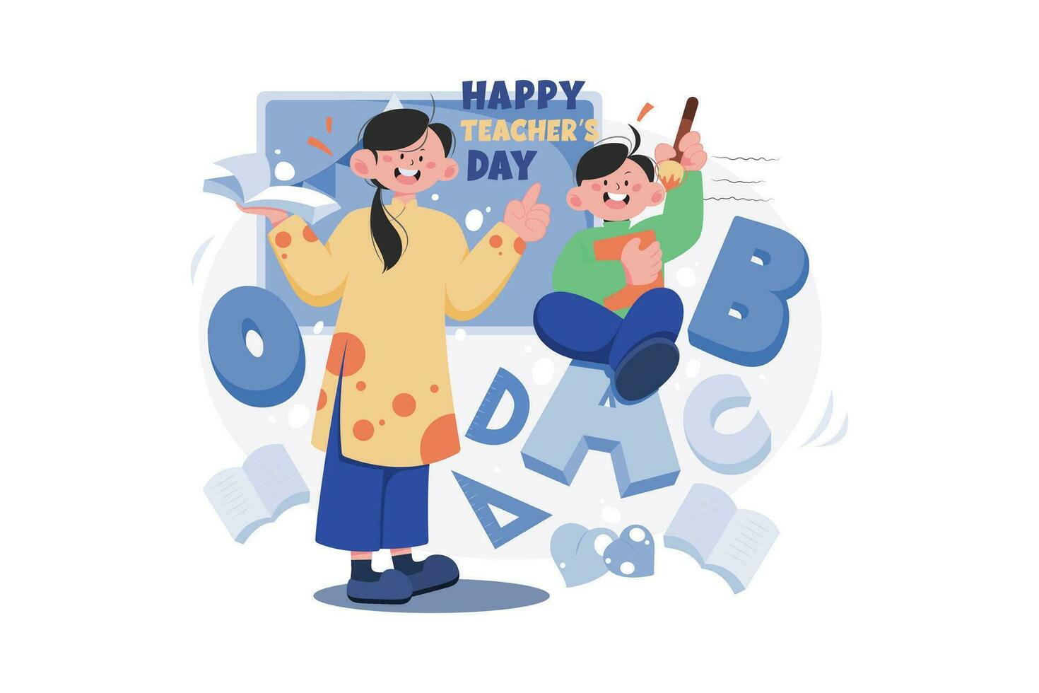 Happy Teacher Day Illustration concept on white background vector