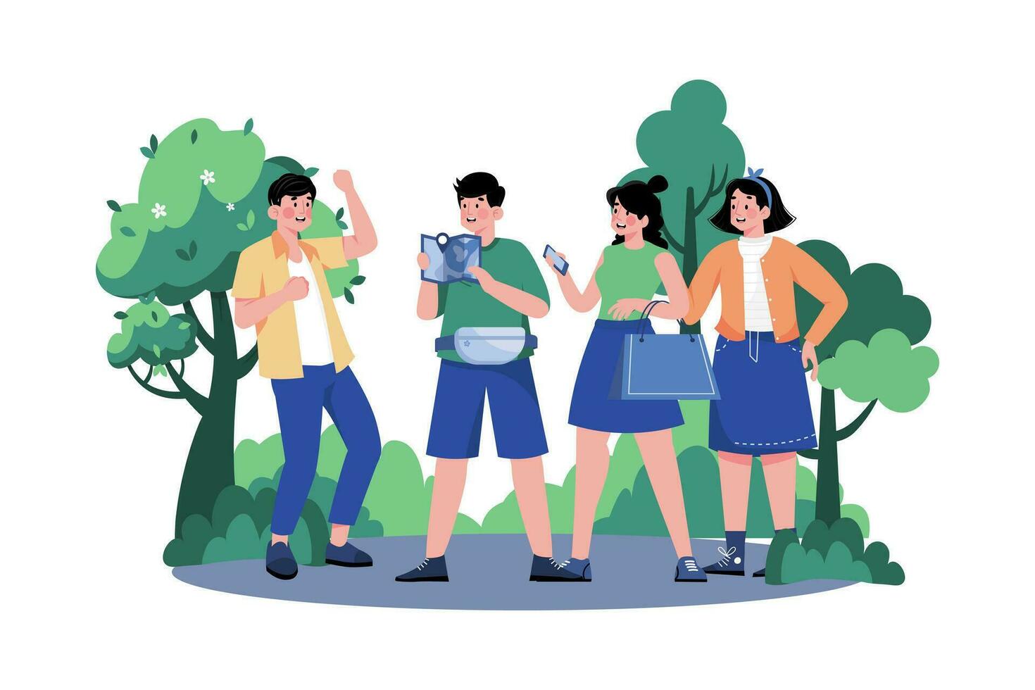 People join sightseeing tour for experiences. vector