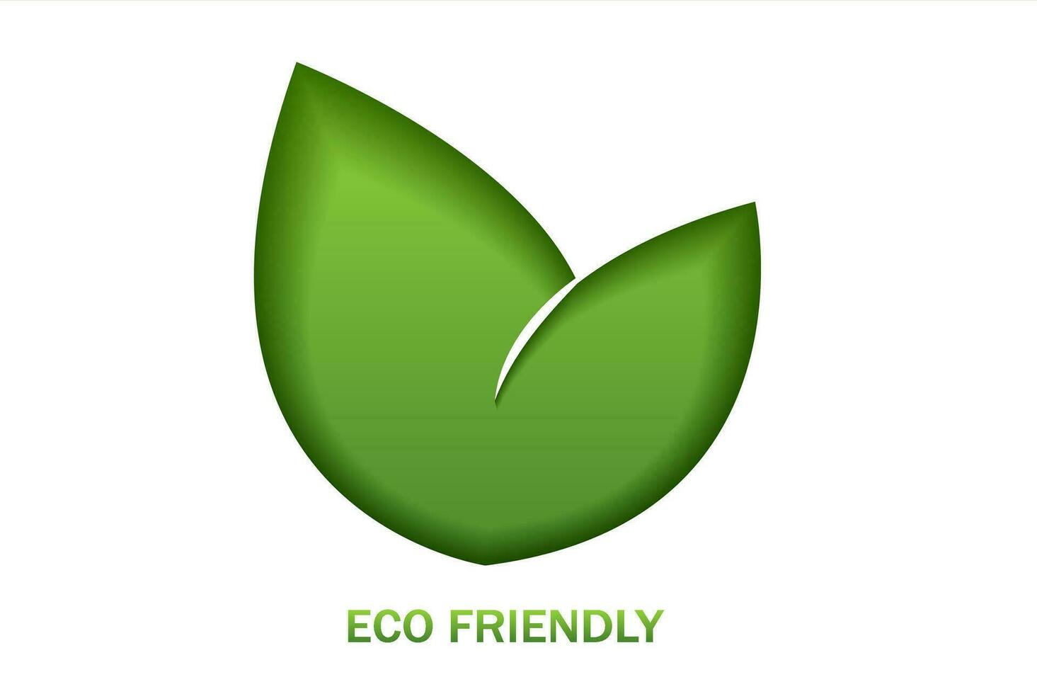 Eco friendly green logo on a white background with green leaves in paper cut style. The concept of green ecology, clean ecology, environmental friendliness of products, eco friendly vector