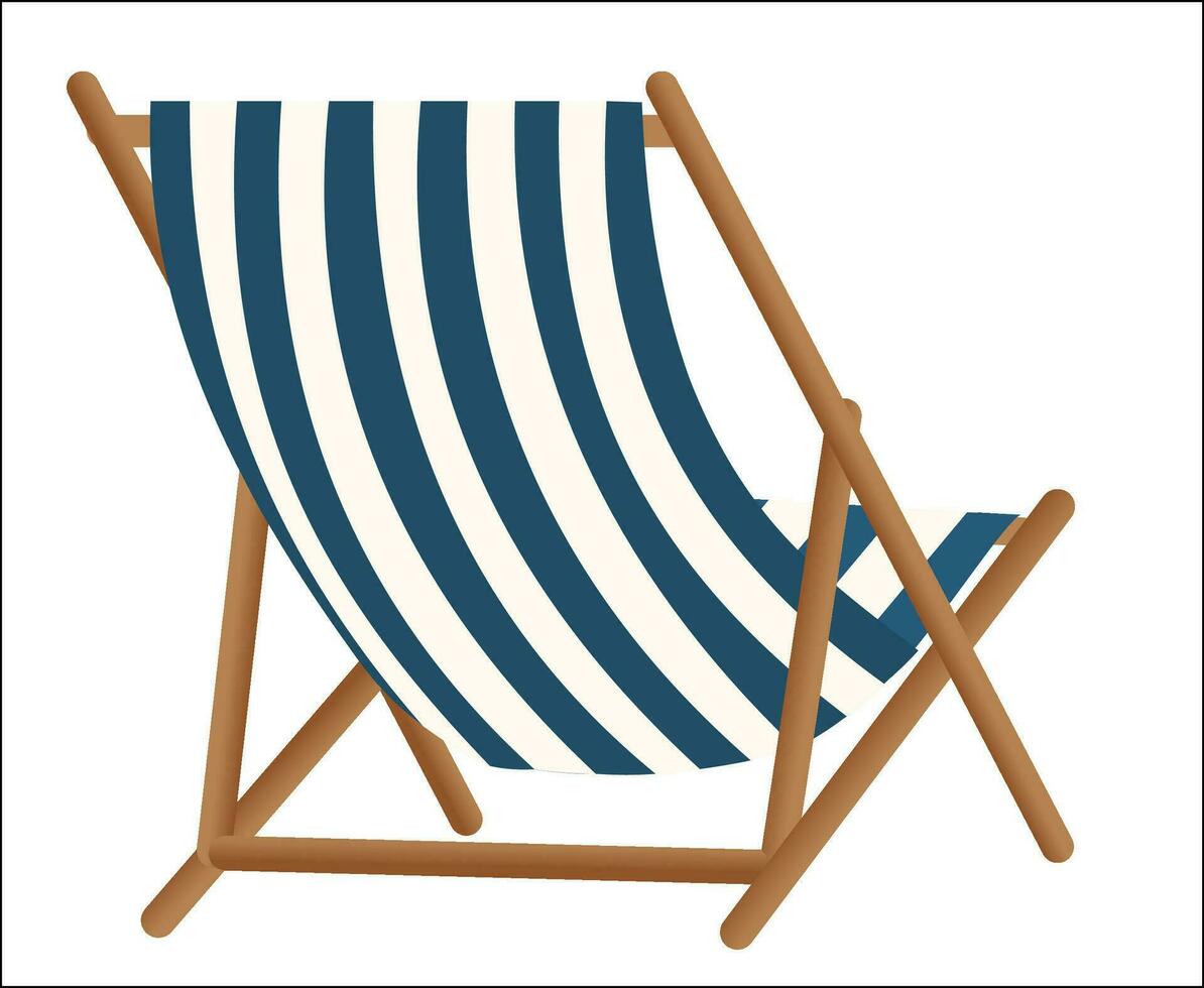 Vector beach chair, in classic colors, isolated on white or transparent background, for easy copying. Comfortable armchair, back view, rear view