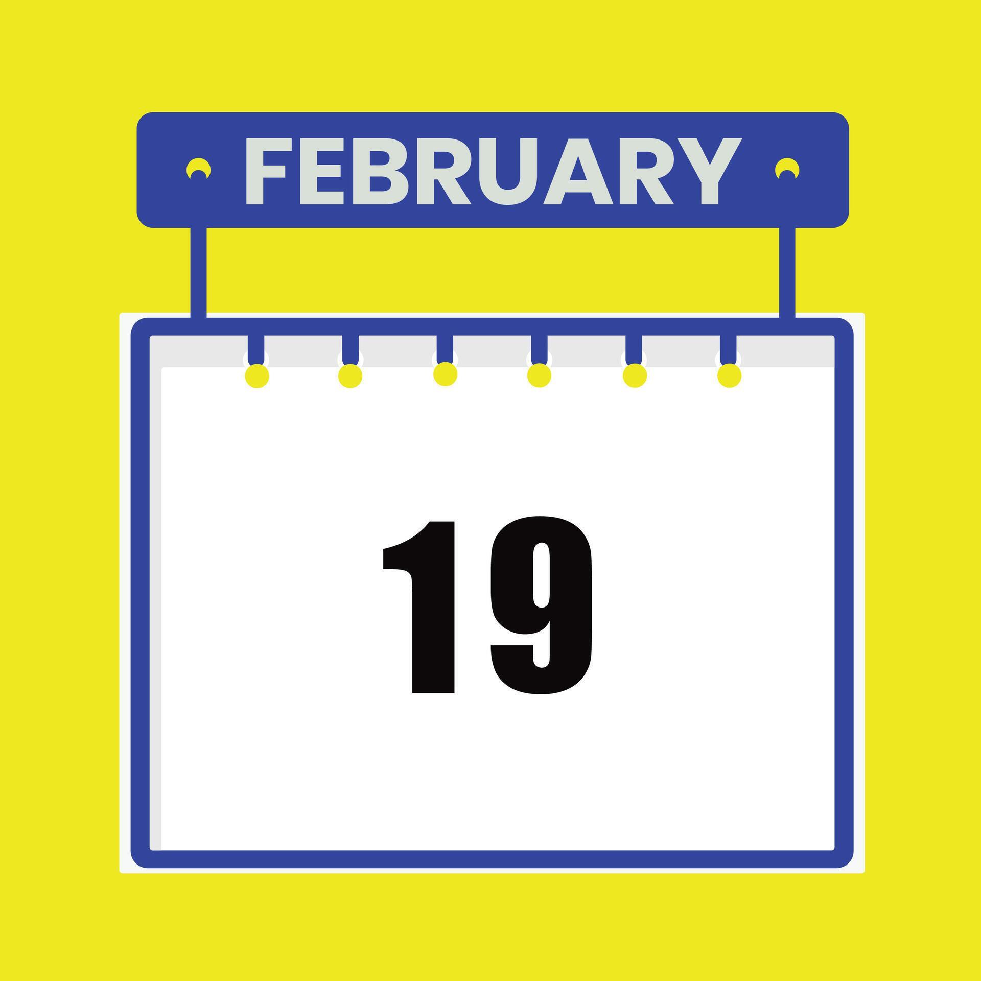 February 19 Calendar Daily Icon Date Month design 26360554 Vector Art