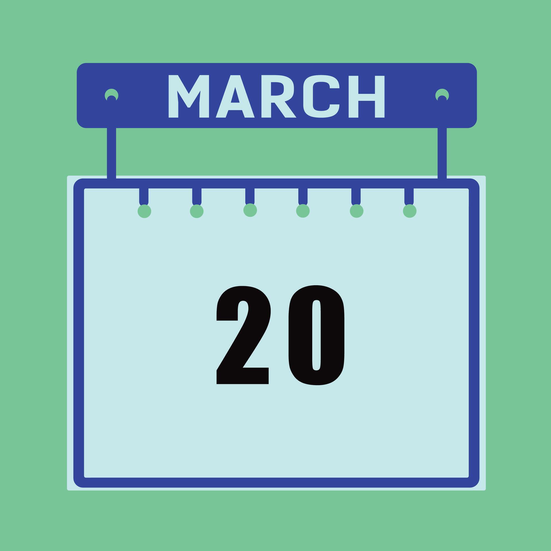 March 20 Calendar Daily Icon DateMonth design 26360580 Vector Art at
