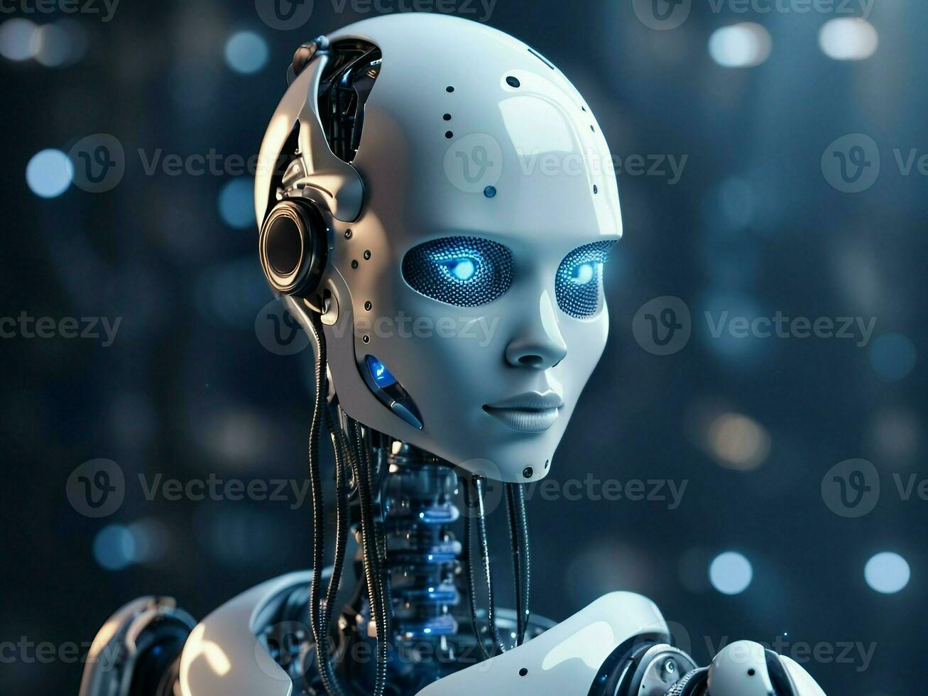 female artificial intelligence robot 3d render photo