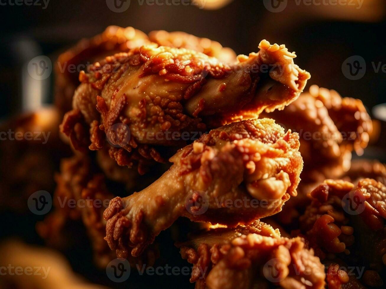 Fried chicken on a dark background. Chicken, Deep fried 26360706 Stock
