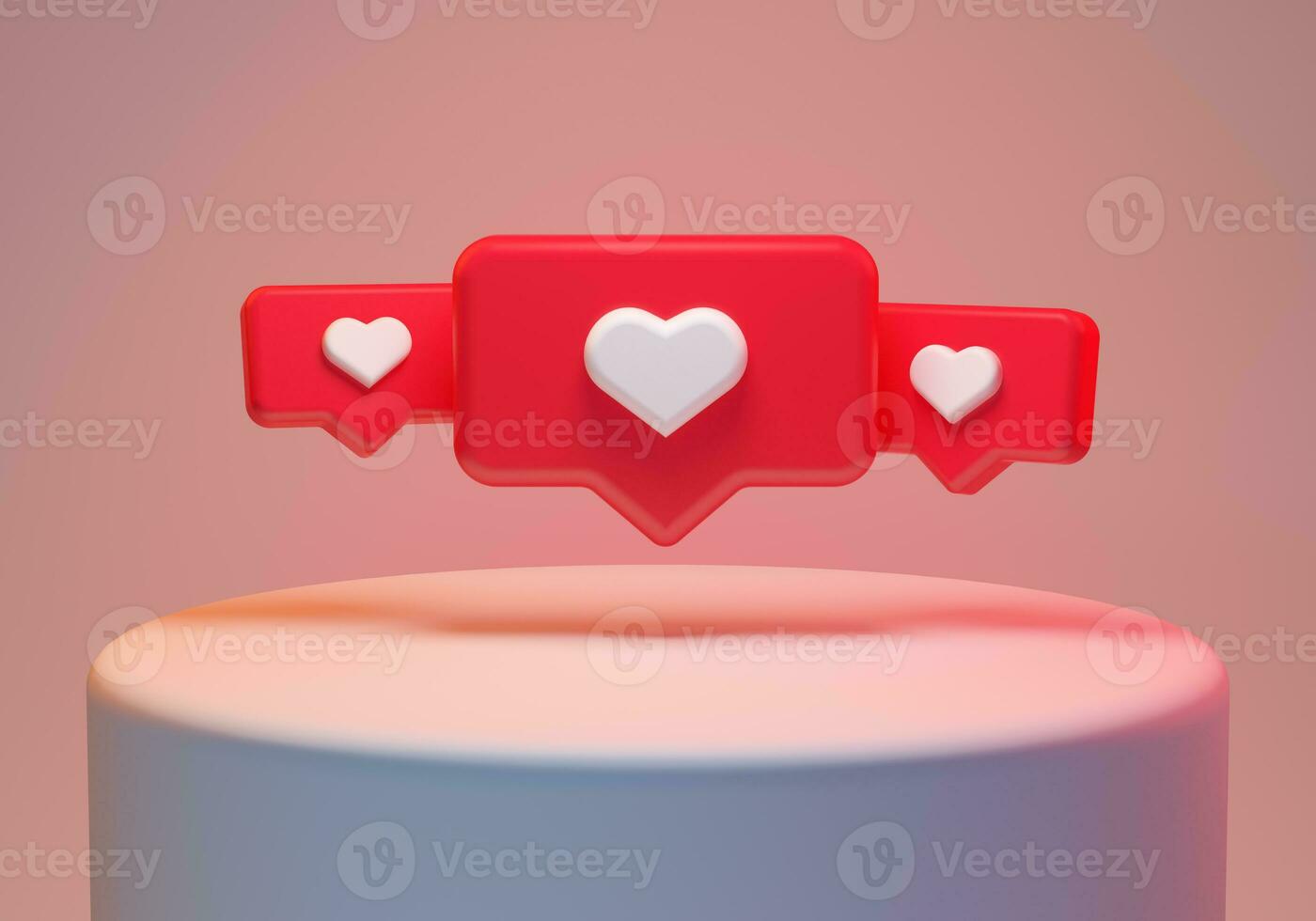 instagram like notifications hearts in realistic 3d render photo