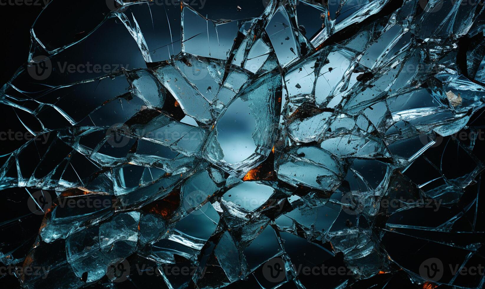 a cracked glass object on a black background. AI Generated photo