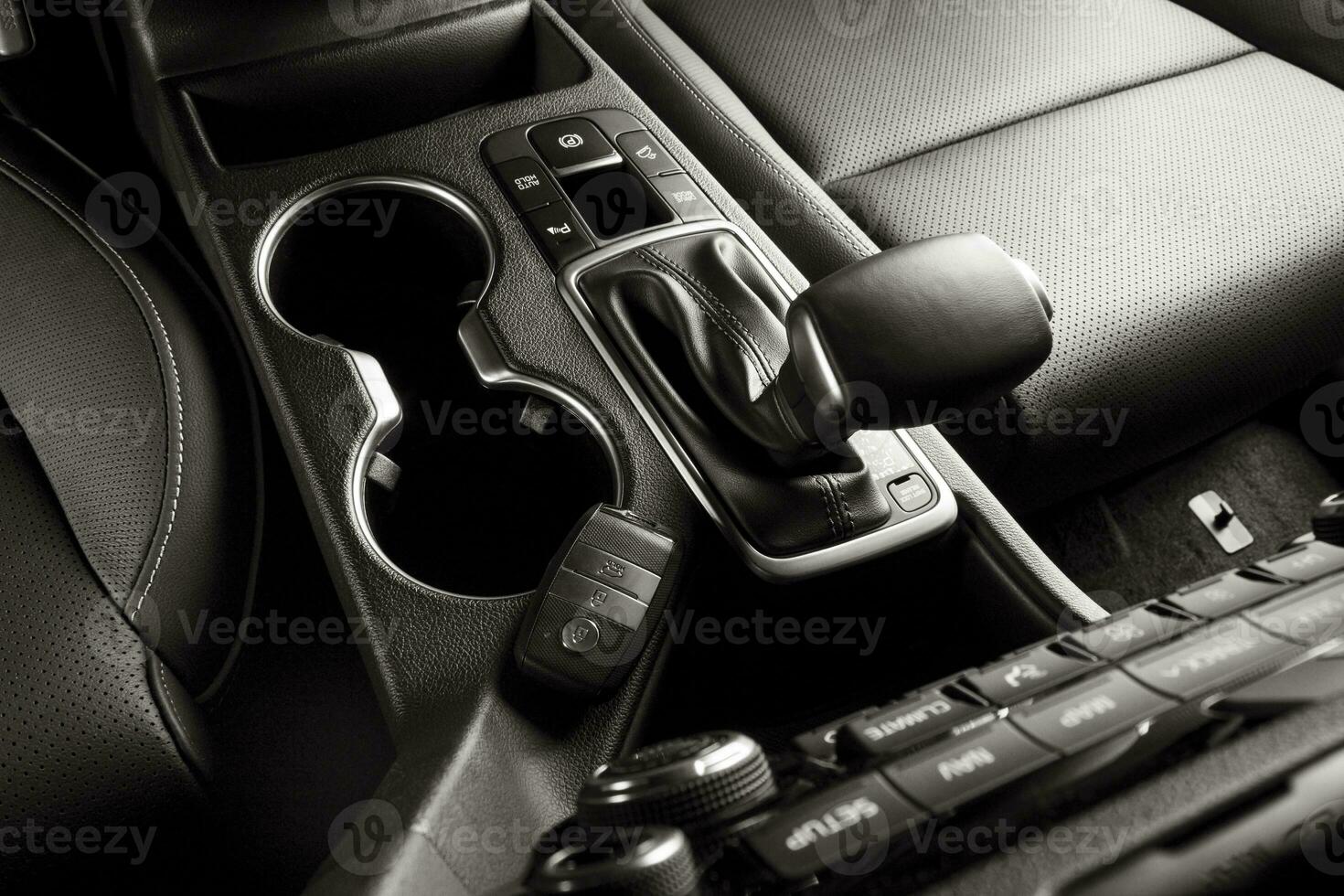 Automatic gear lever inside a new car photo