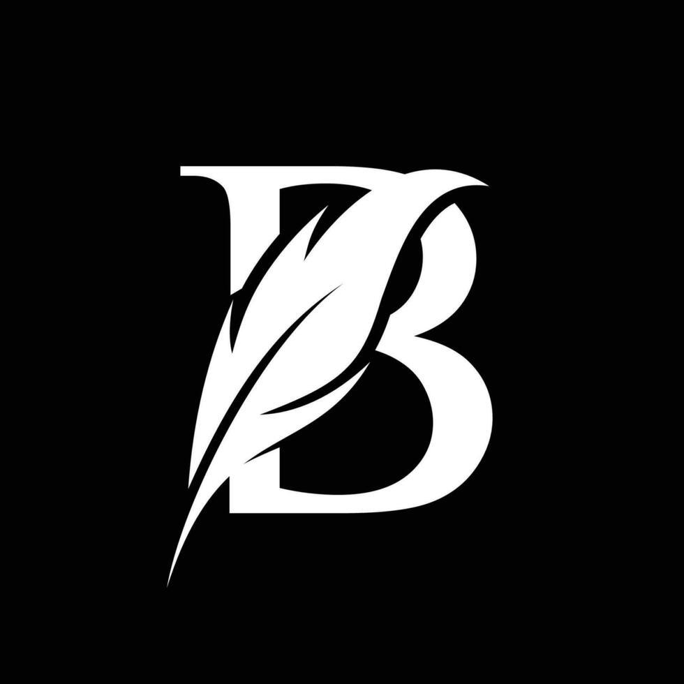 Initial Letter B Logo with feather. Trendy Design concept luxury feather element and Letter B for corporate vector