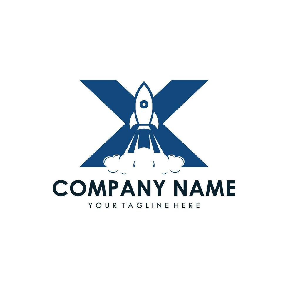 rocket logo vector design sign template in X