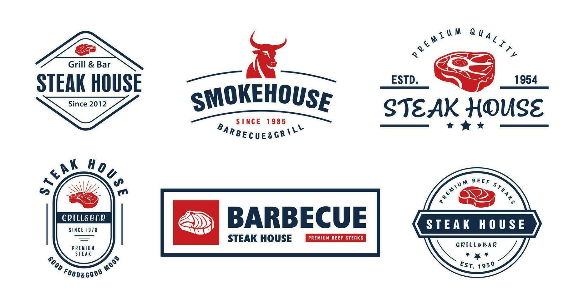 Steak House Typography Label. Vector Illustration.