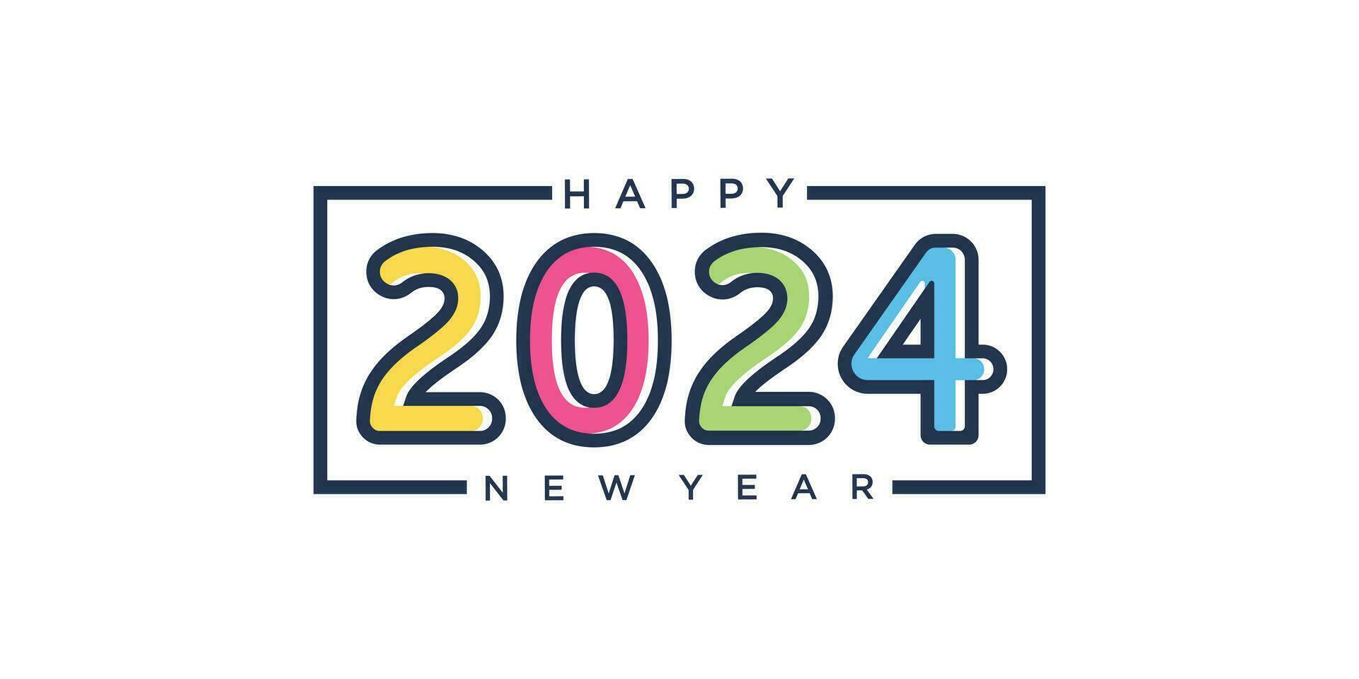 2024 Happy New Year logo text design. 2024 number design template. Vector illustration.