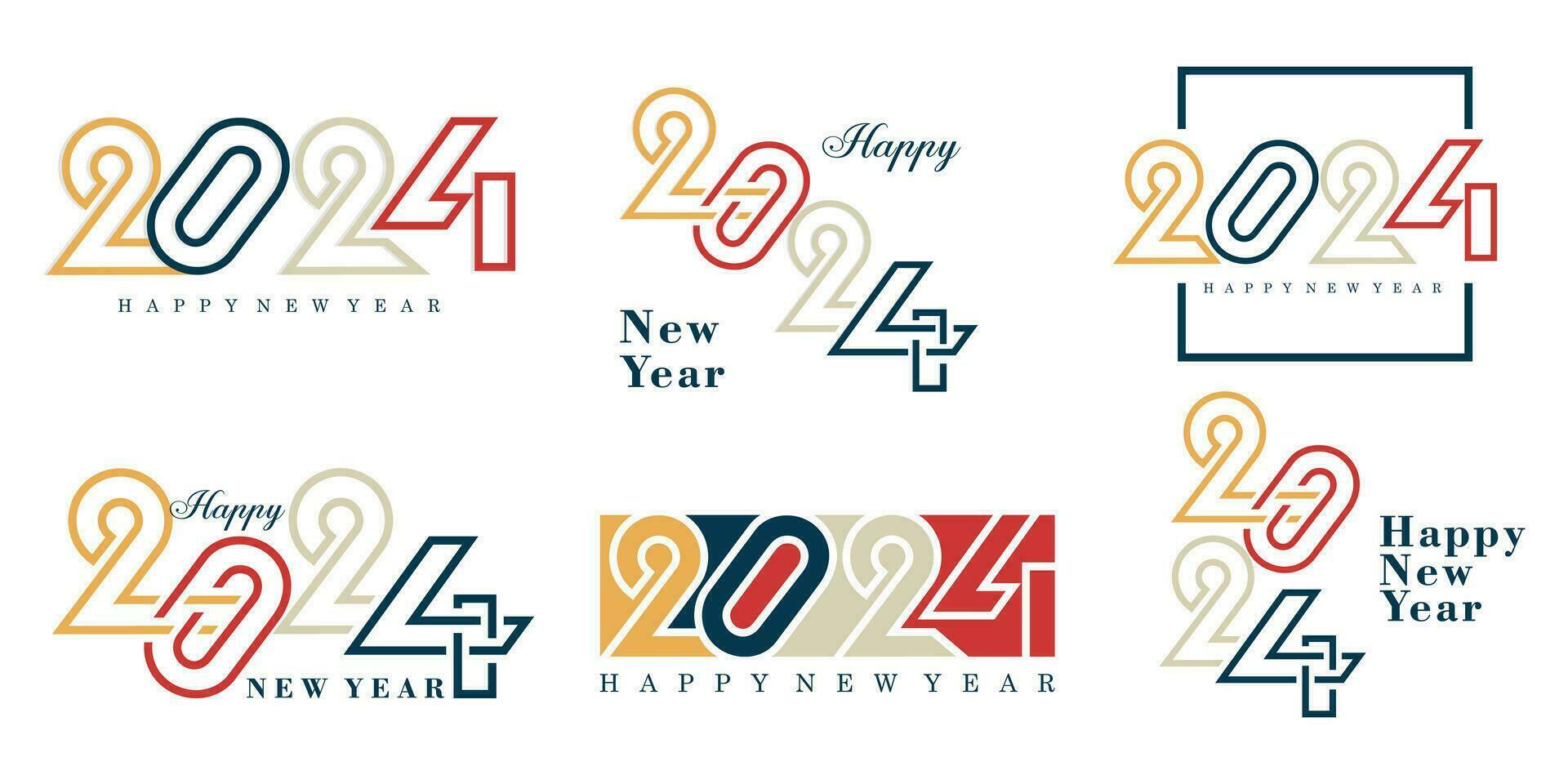 2024 Happy New Year logo text design. 2024 number design template. Vector illustration.