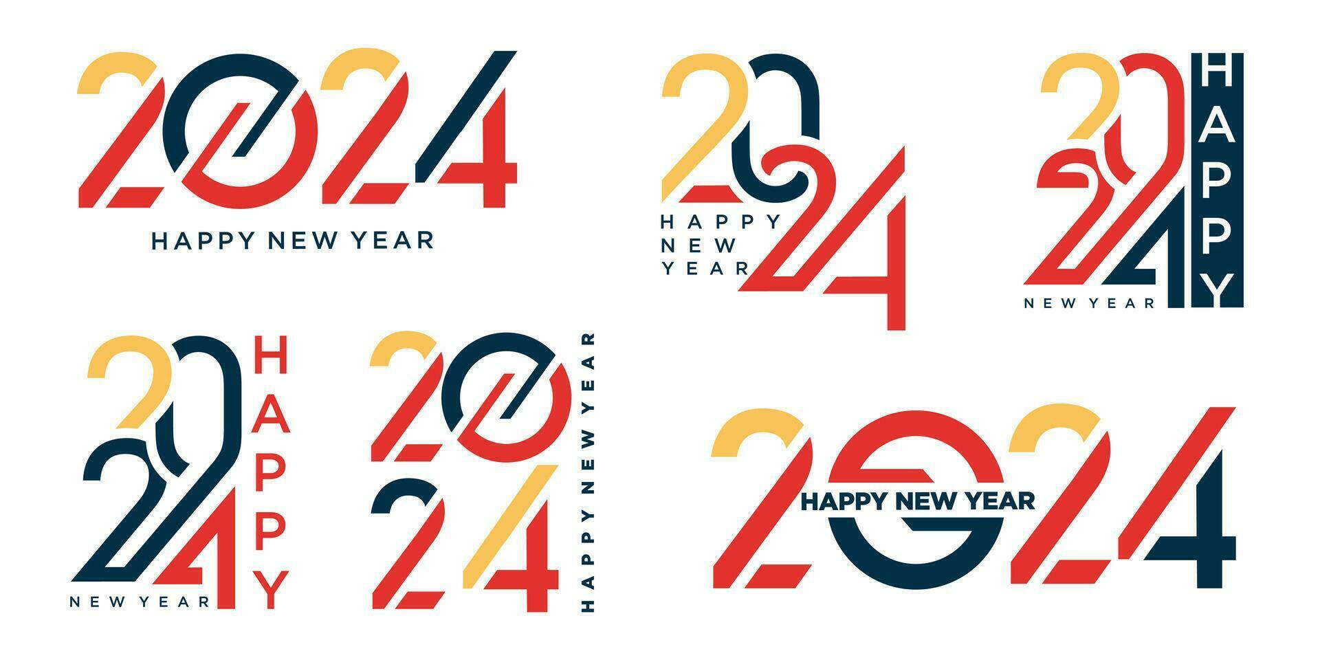 2024 Happy New Year logo text design. 2024 number design template. Vector illustration.