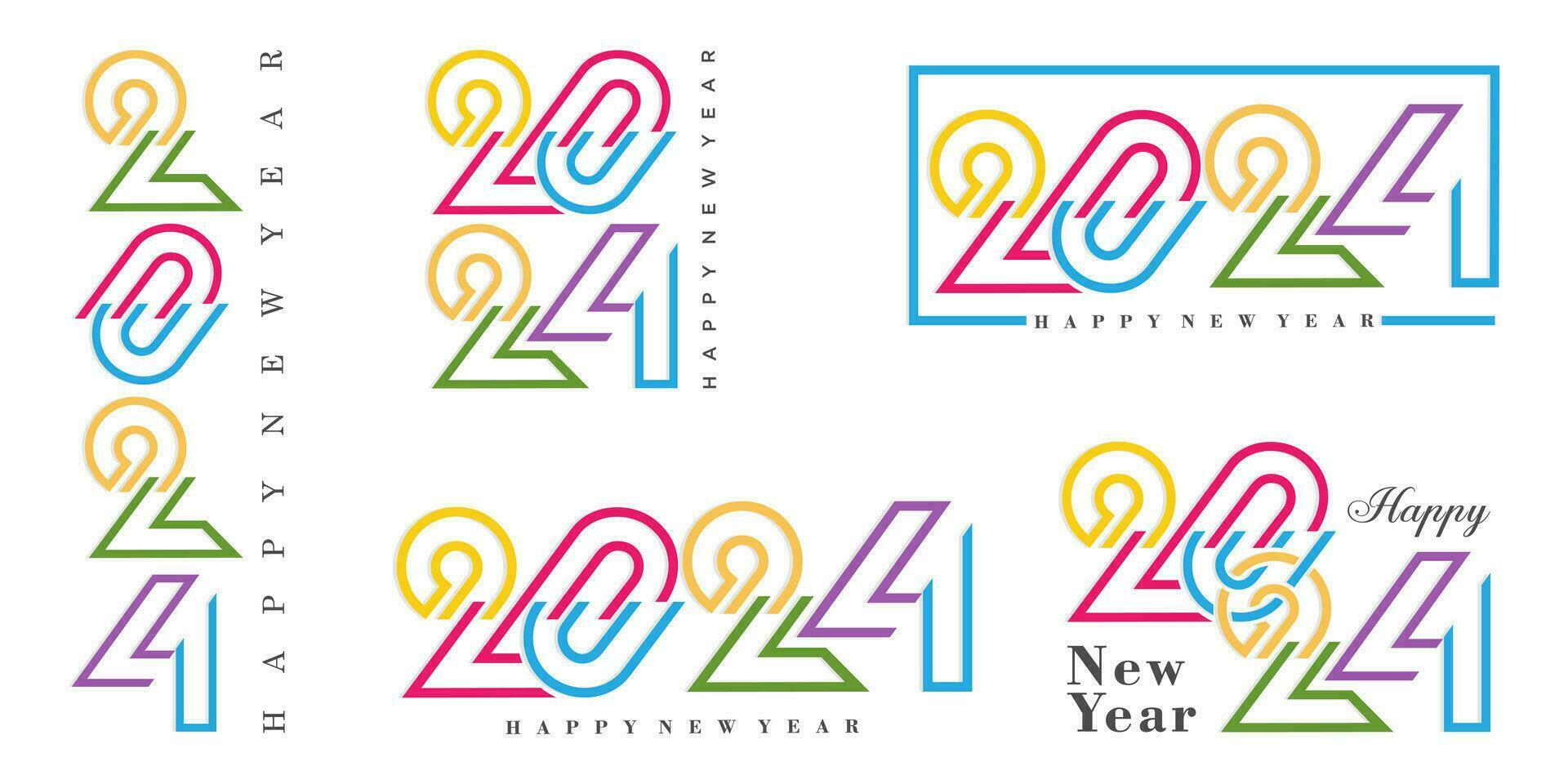 2024 Happy New Year logo text design. 2024 number design template. Vector illustration.