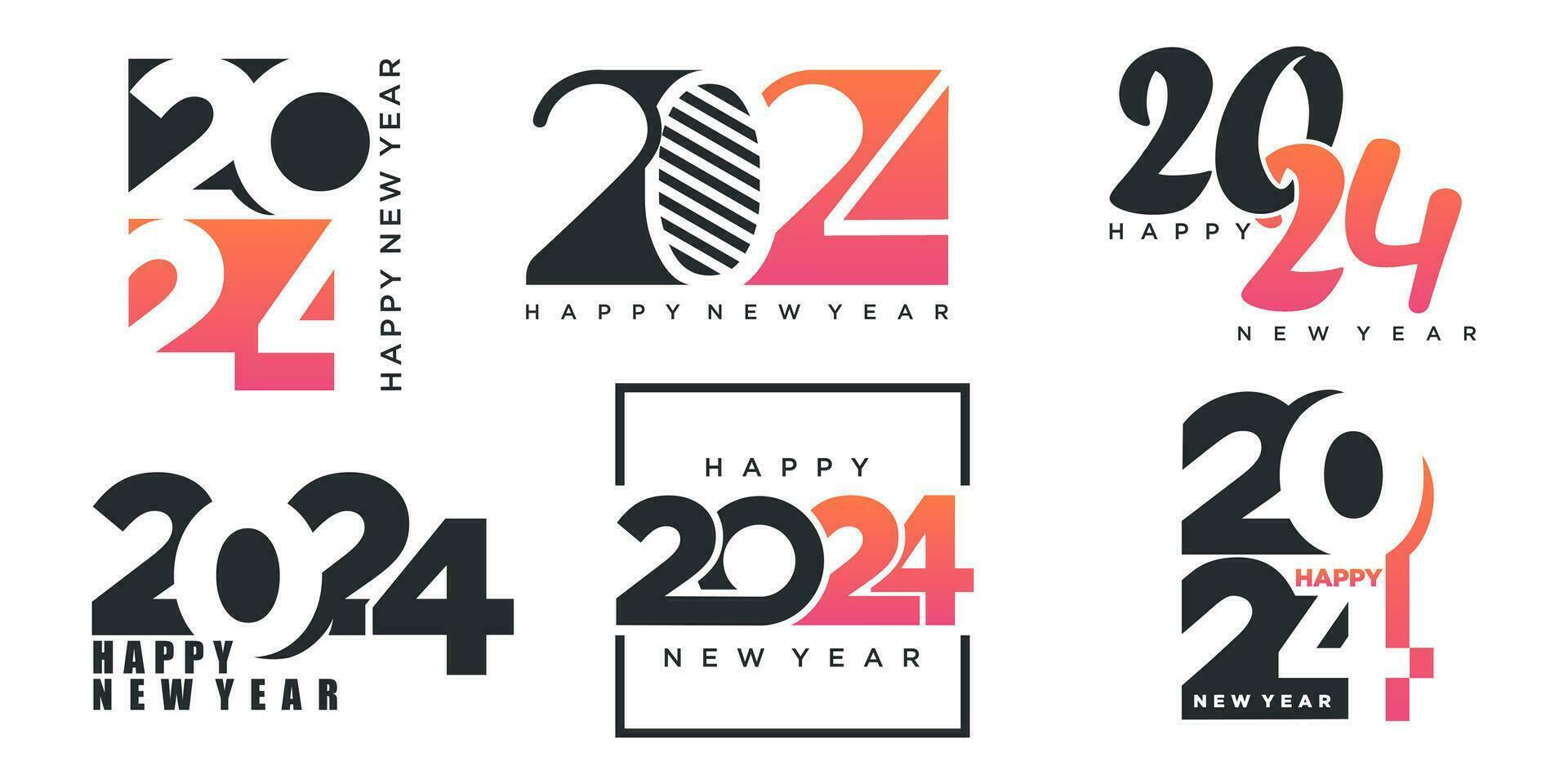 2024 Happy New Year logo text design. 2024 number design template. Vector illustration.