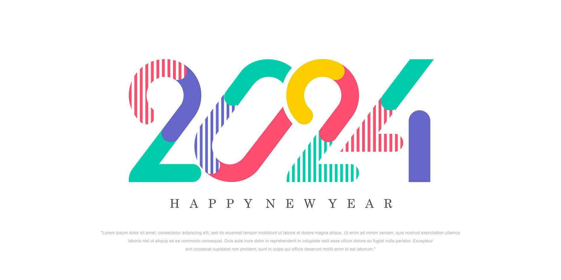 2024 Happy New Year logo text design. 2024 number design template. Vector illustration.