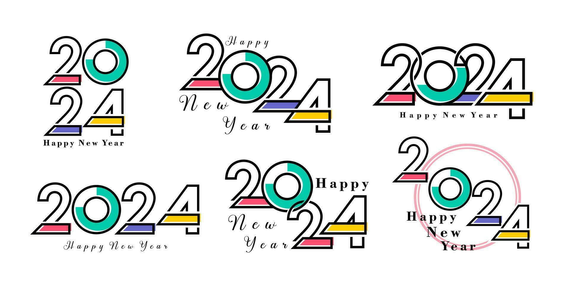 2024 contento nuevo año logo texto diseño. 2024 número diseño modelo. vector ilustración.