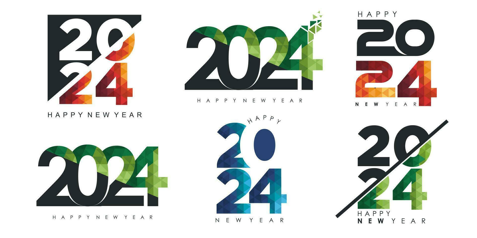 2024 Happy New Year logo text design. 2024 number design template. Vector illustration.