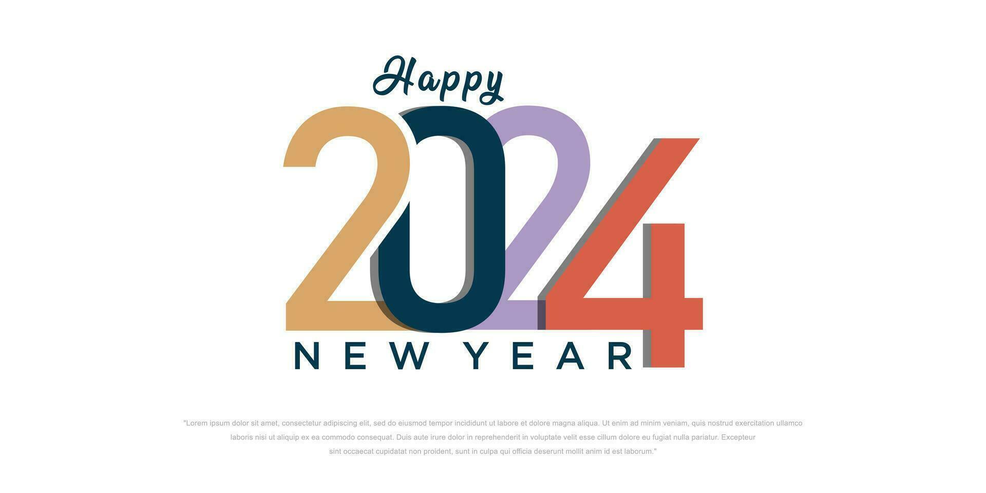 2024 Happy New Year logo text design. 2024 number design template. Vector illustration.