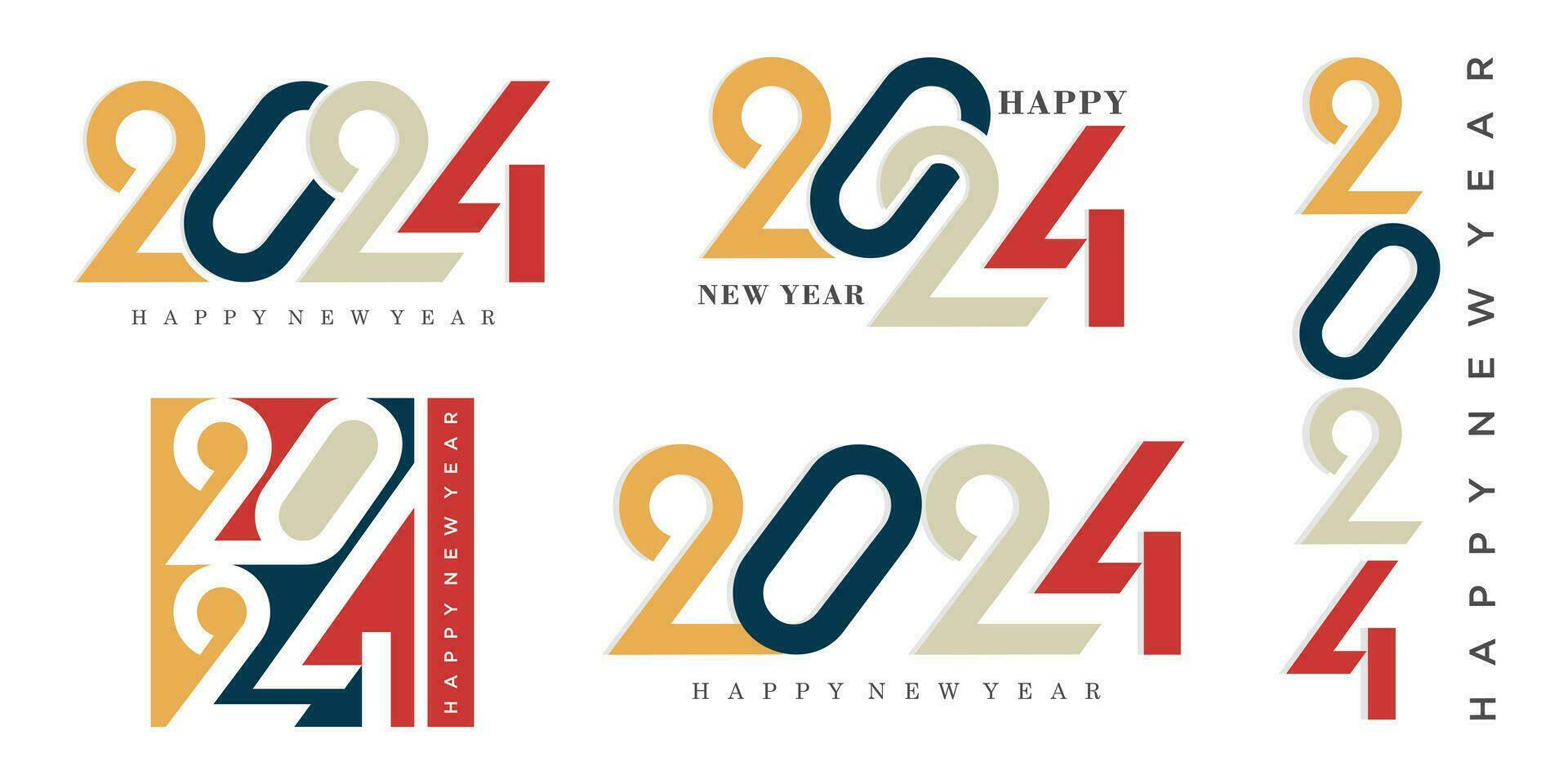 2024 Happy New Year logo text design. 2024 number design template. Vector illustration.