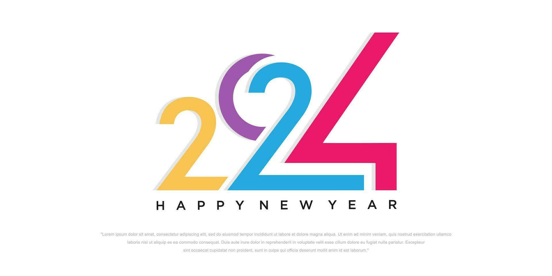 2024 Happy New Year logo text design. 2024 number design template. Vector illustration.