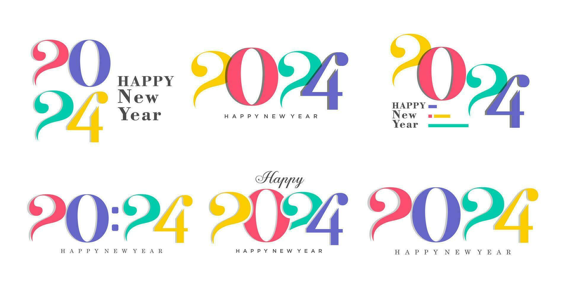 2024 Happy New Year logo text design. 2024 number design template. Vector illustration.