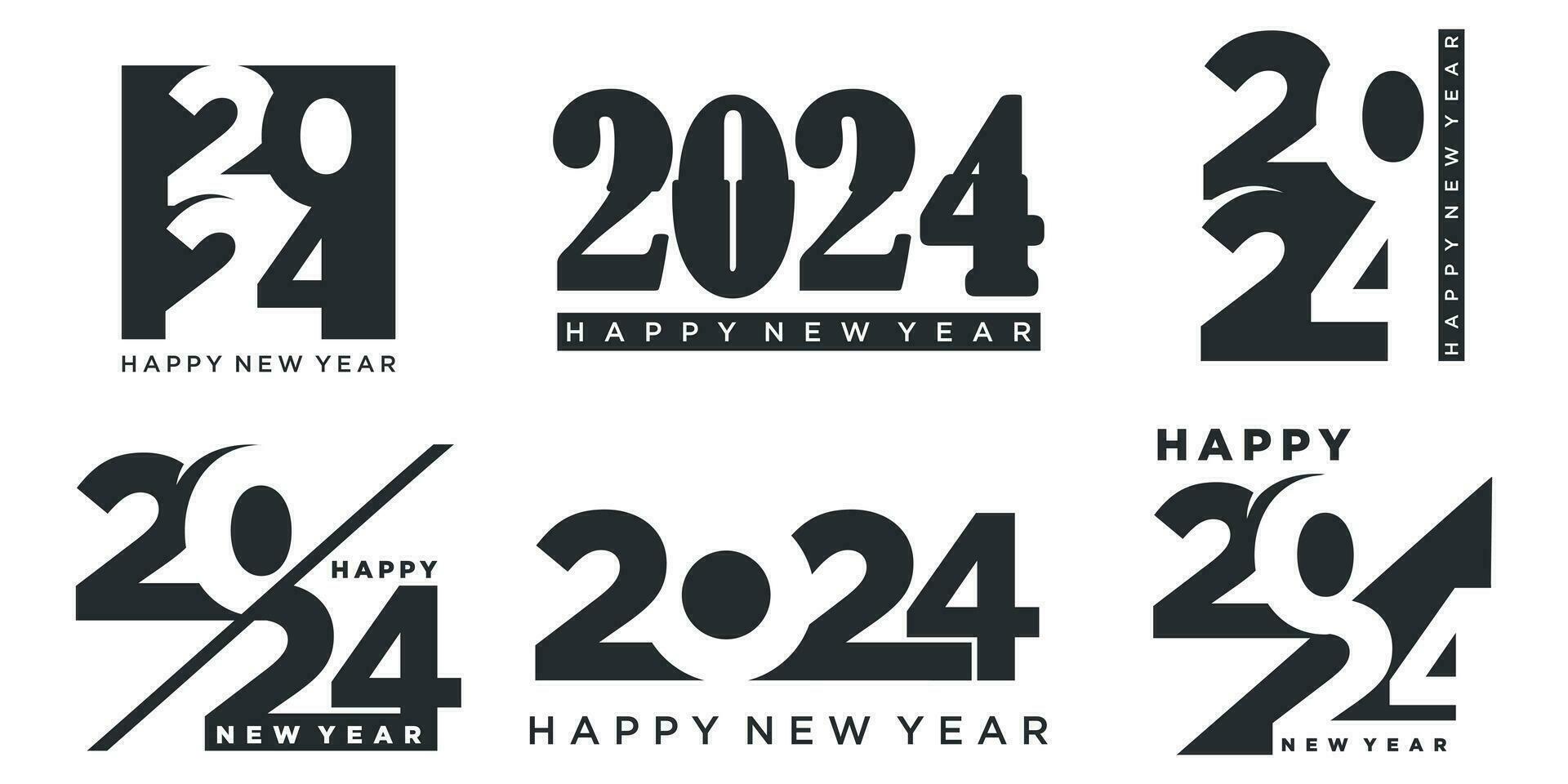 2024 Happy New Year logo text design. 2024 number design template