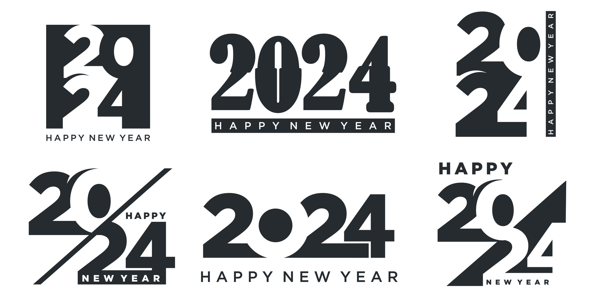 2024 Happy New Year logo text design. 2024 number design template
