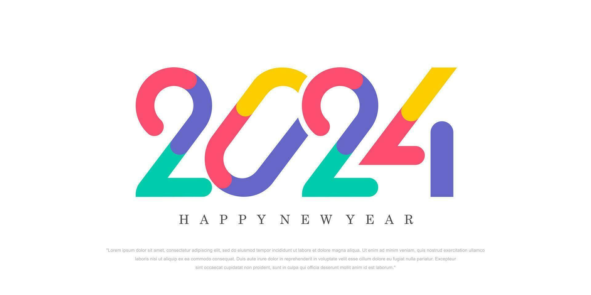 2024 Happy New Year logo text design. 2024 number design template. Vector illustration.