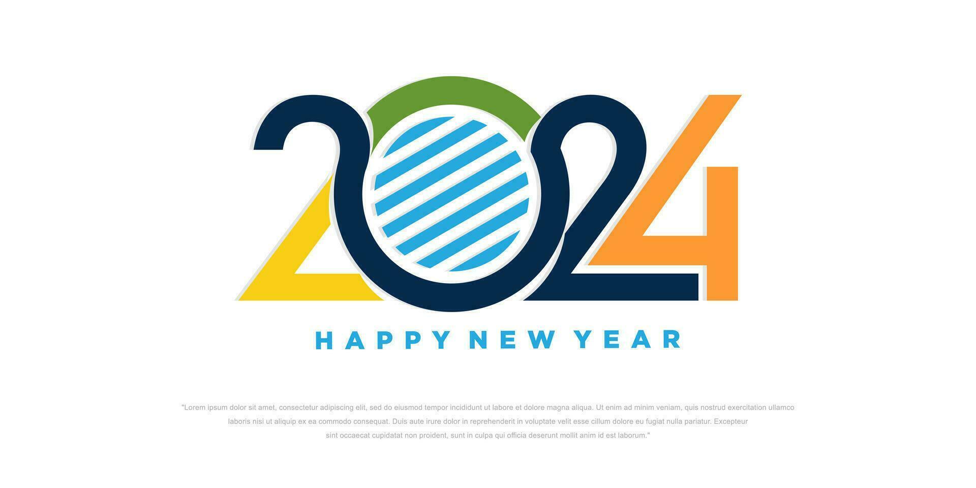 2024 Happy New Year logo text design. 2024 number design template. Vector illustration.