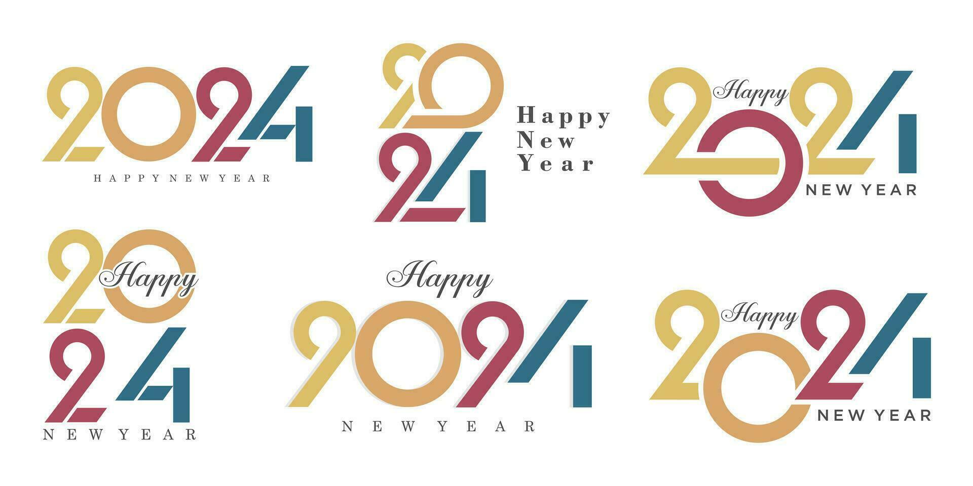 2024 Happy New Year logo text design. 2024 number design template. Vector illustration.