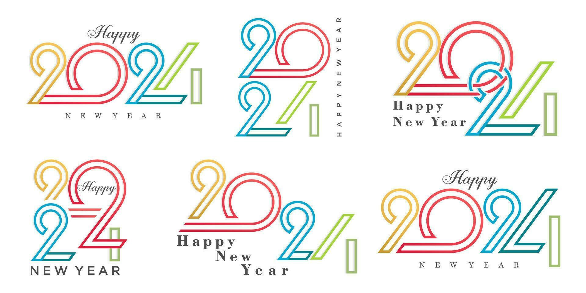 2024 Happy New Year logo text design. 2024 number design template. Vector illustration.