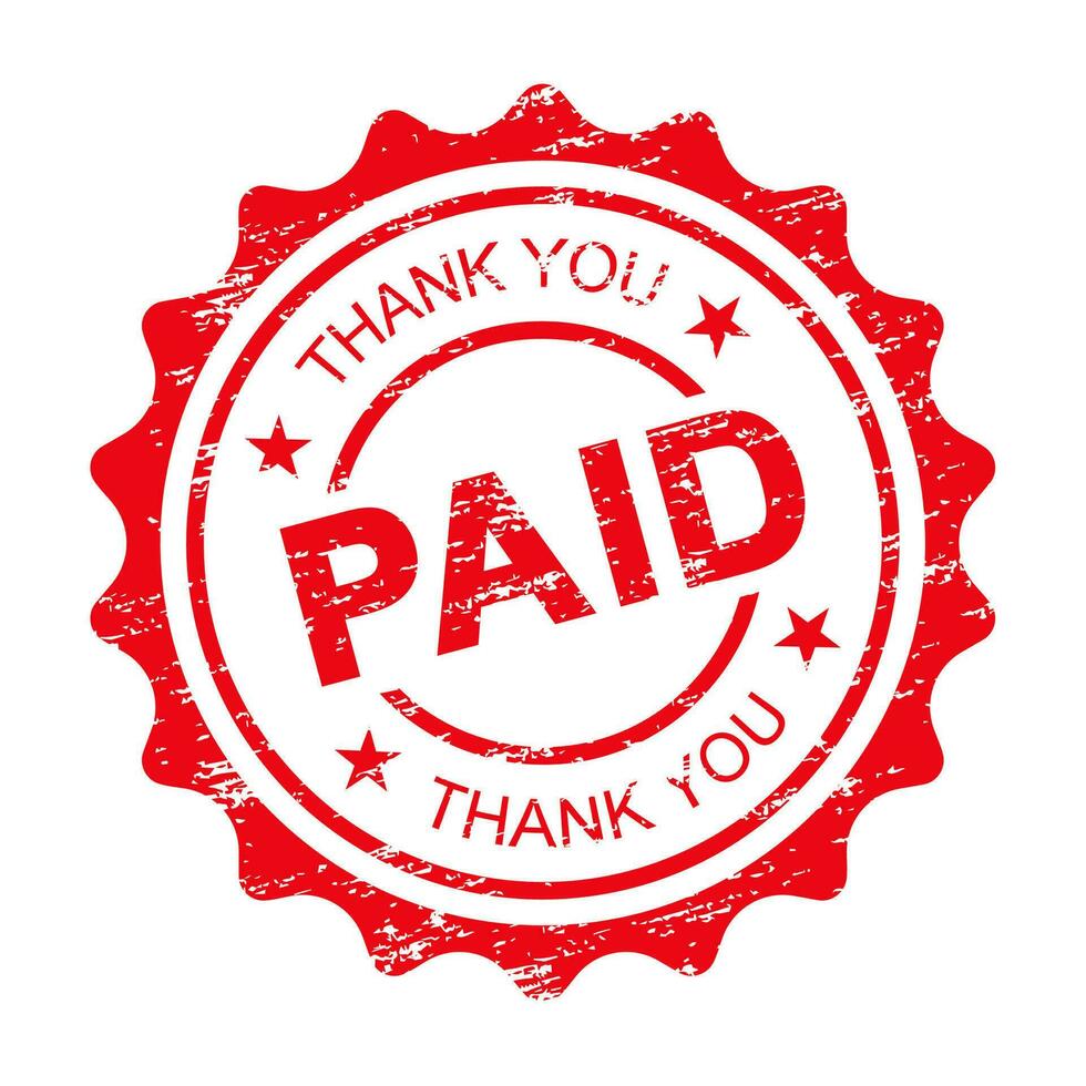 Paid and thank you grunge rubber stamp vector illustration