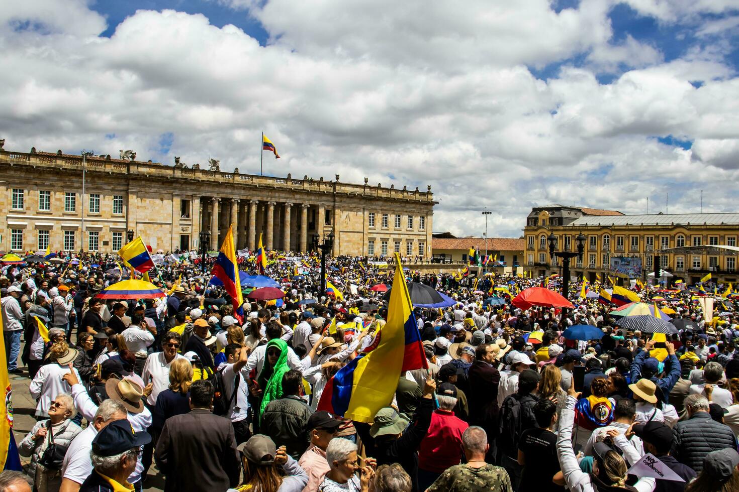 Bogota, Colombia, June 2023, Peaceful protest marches against the government of Gustavo Petro called La Marcha de la Mayoria photo