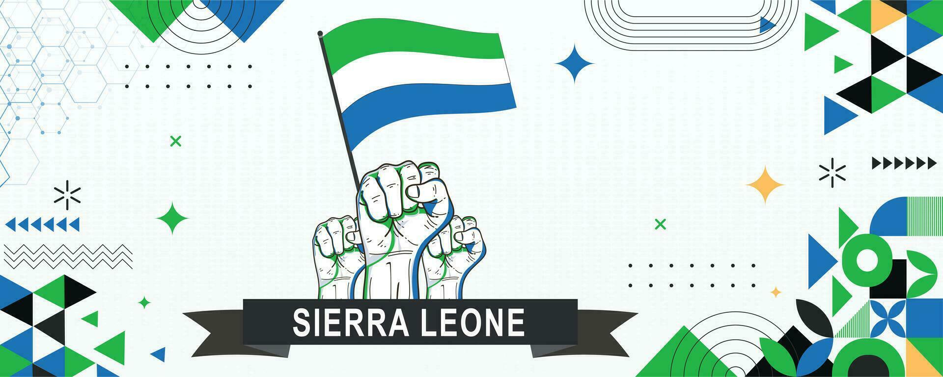 SIERRA LEONE  flag independence day geometric Country web banner. corporate abstract background design with flag theme. Country Vector Illustration