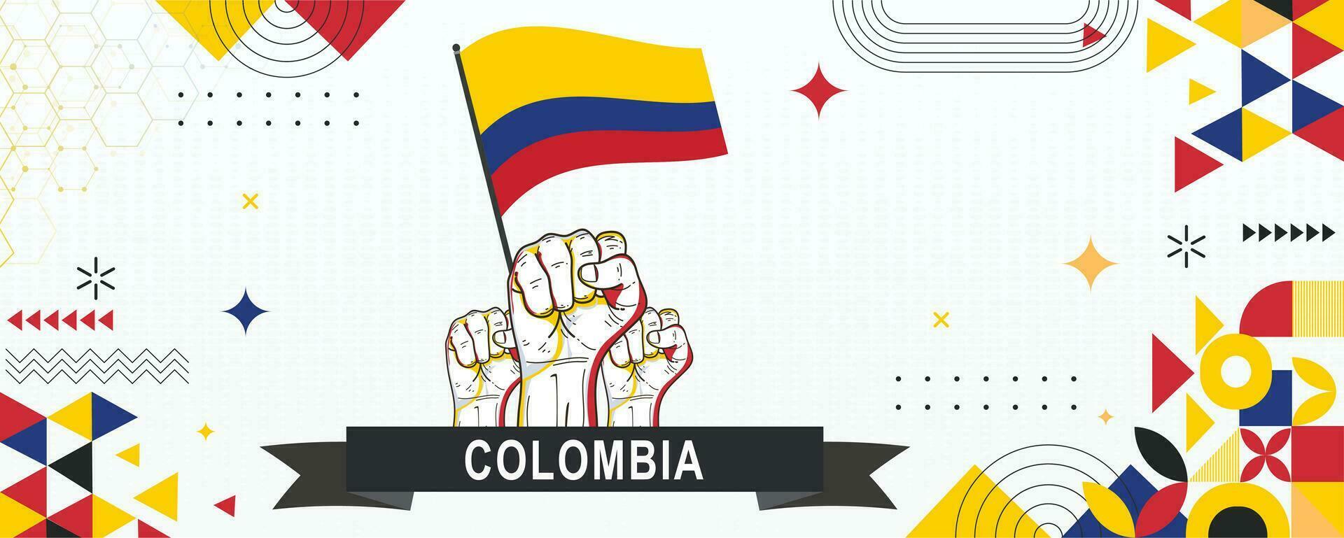 COLOMBIA  flag independence day geometric Country web banner. corporate abstract background design with flag theme. Country Vector Illustration