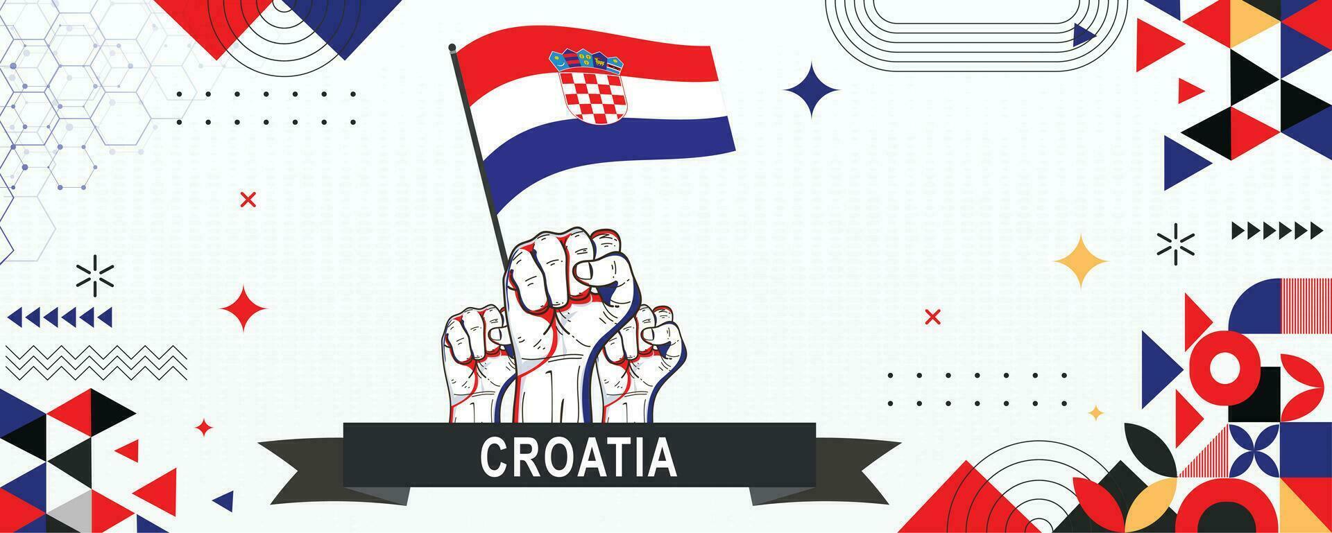 Croacia bandera independencia día geométrico país web bandera. corporativo resumen antecedentes diseño con bandera tema. país vector ilustración