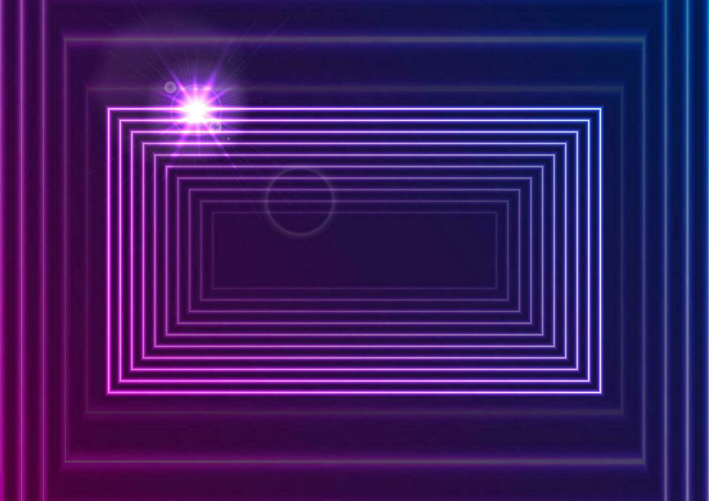 Bright neon glowing rectangle frame abstract background vector