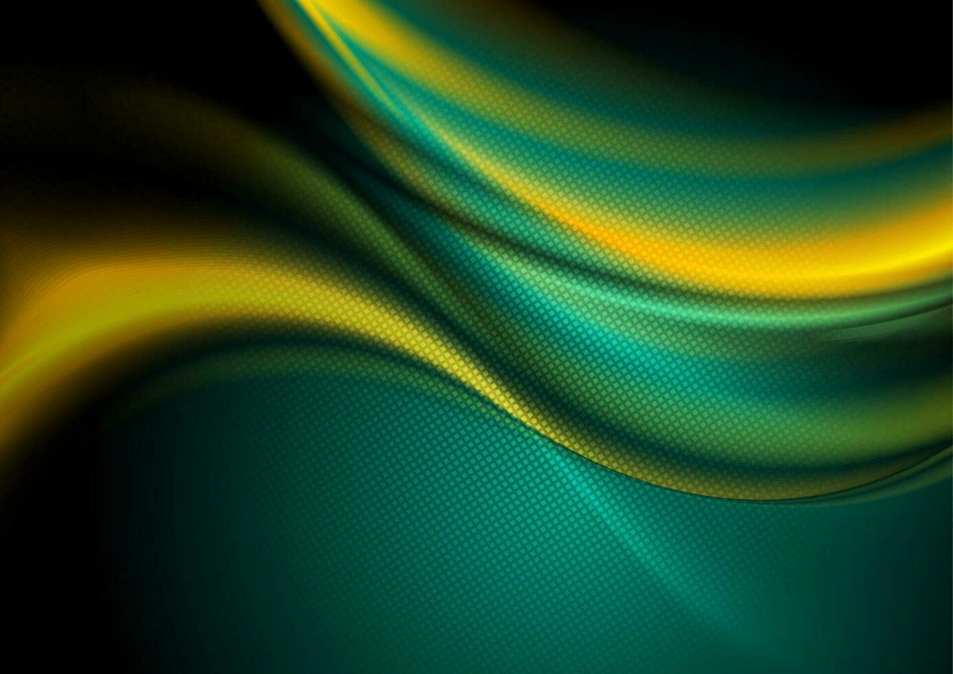 Green yellow abstract smooth flowing waves background vector